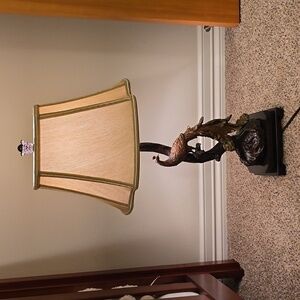 Bronze/Brown Resin Peacock Lamp with Shade